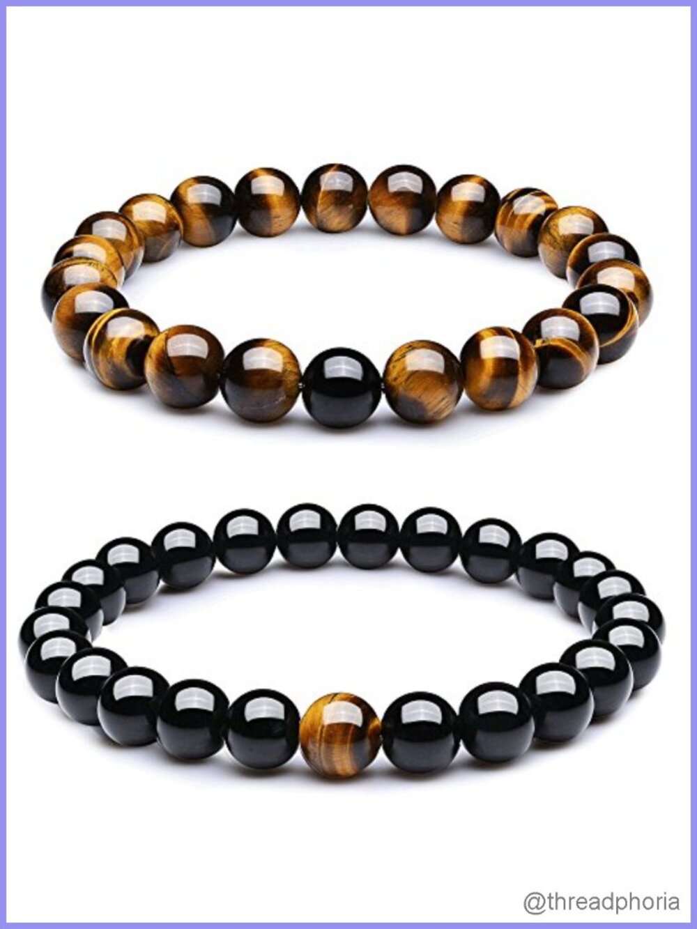 8mm Matte Agate Healing Stone Stretch Bracelets for Couples (2 pcs)